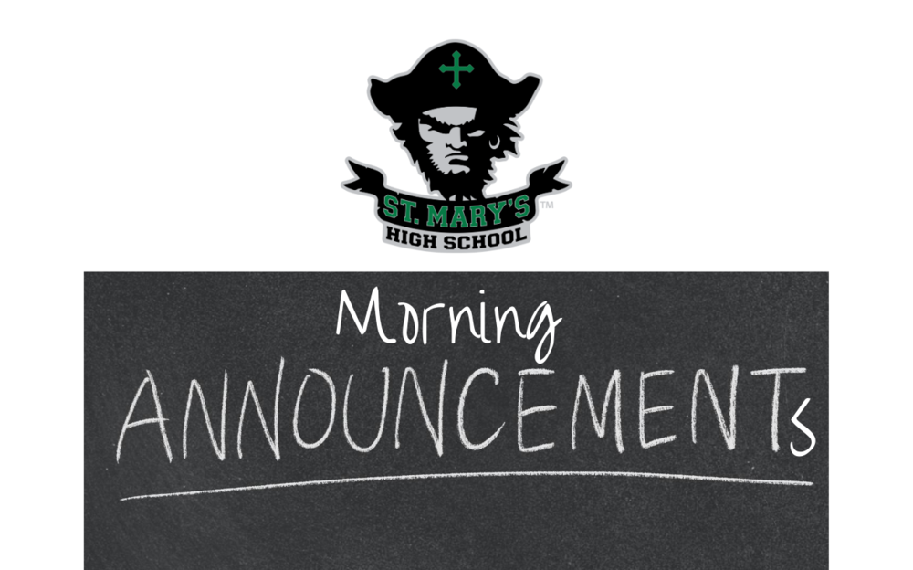 Announcements: Wednesday, Oct. 21