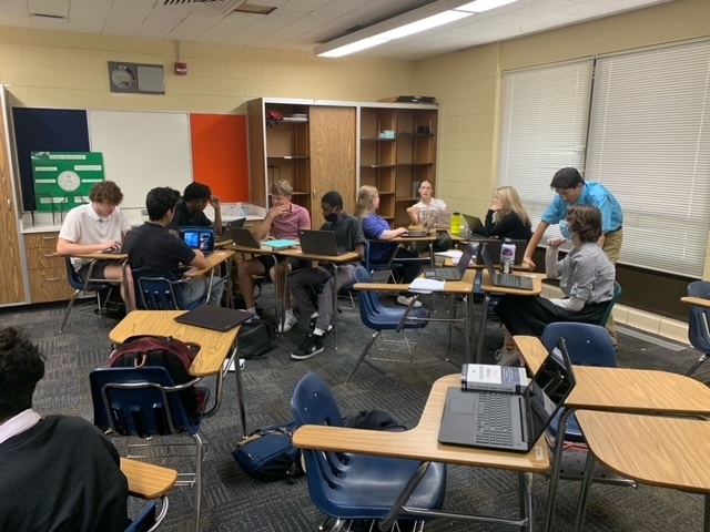 Our 21st century journalism class is hard at work on announcements, our podcast, and our media page. Look for our broadcast every morning to hear the latest pirate news.